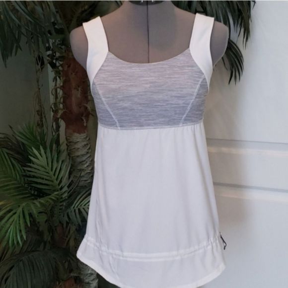 lululemon athletica Tops - Lululemon Athletica Tank Top Cinch at Bottom White & Gray Size 6